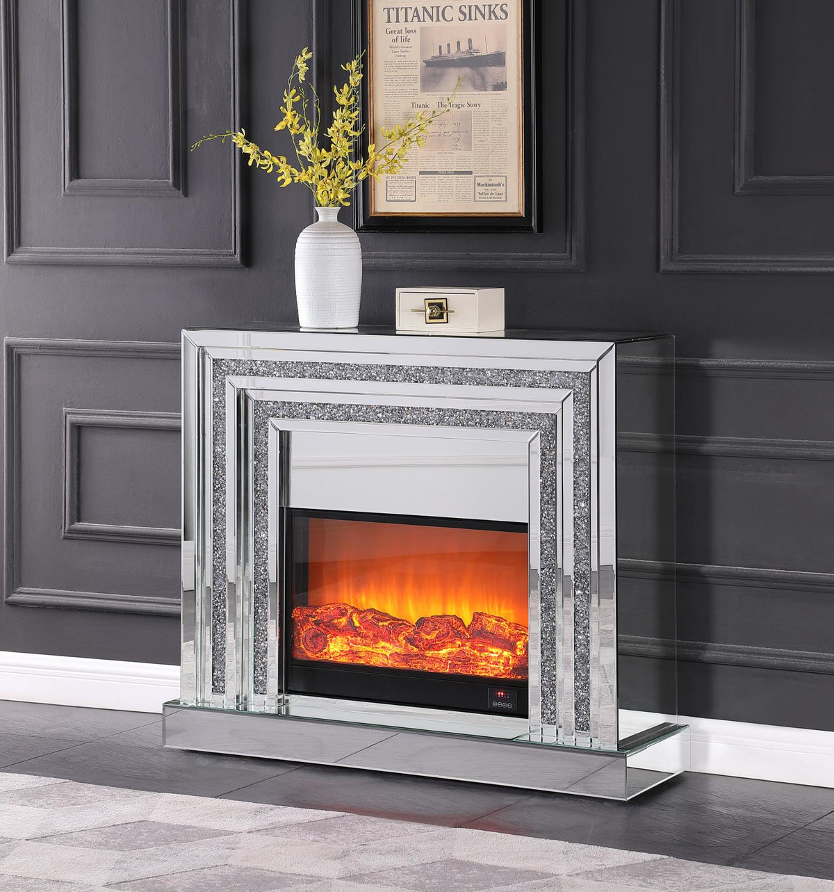 TV STAND W FIREPLACE