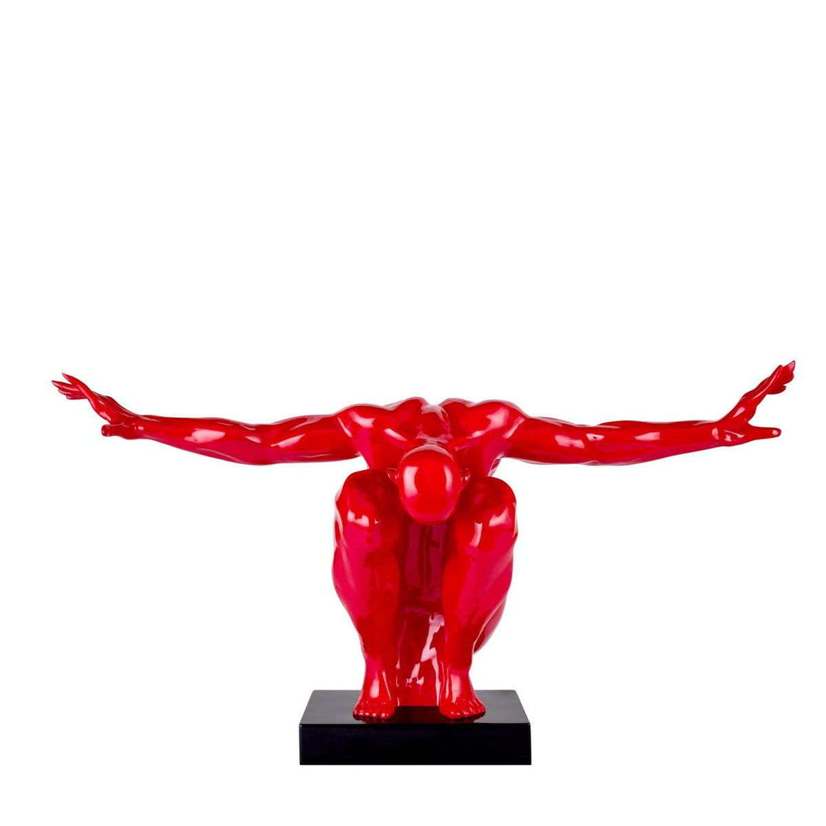 LARGE SALUTING MAN RESIN SCULPTURE 37" WIDE X 19" TALL // RED