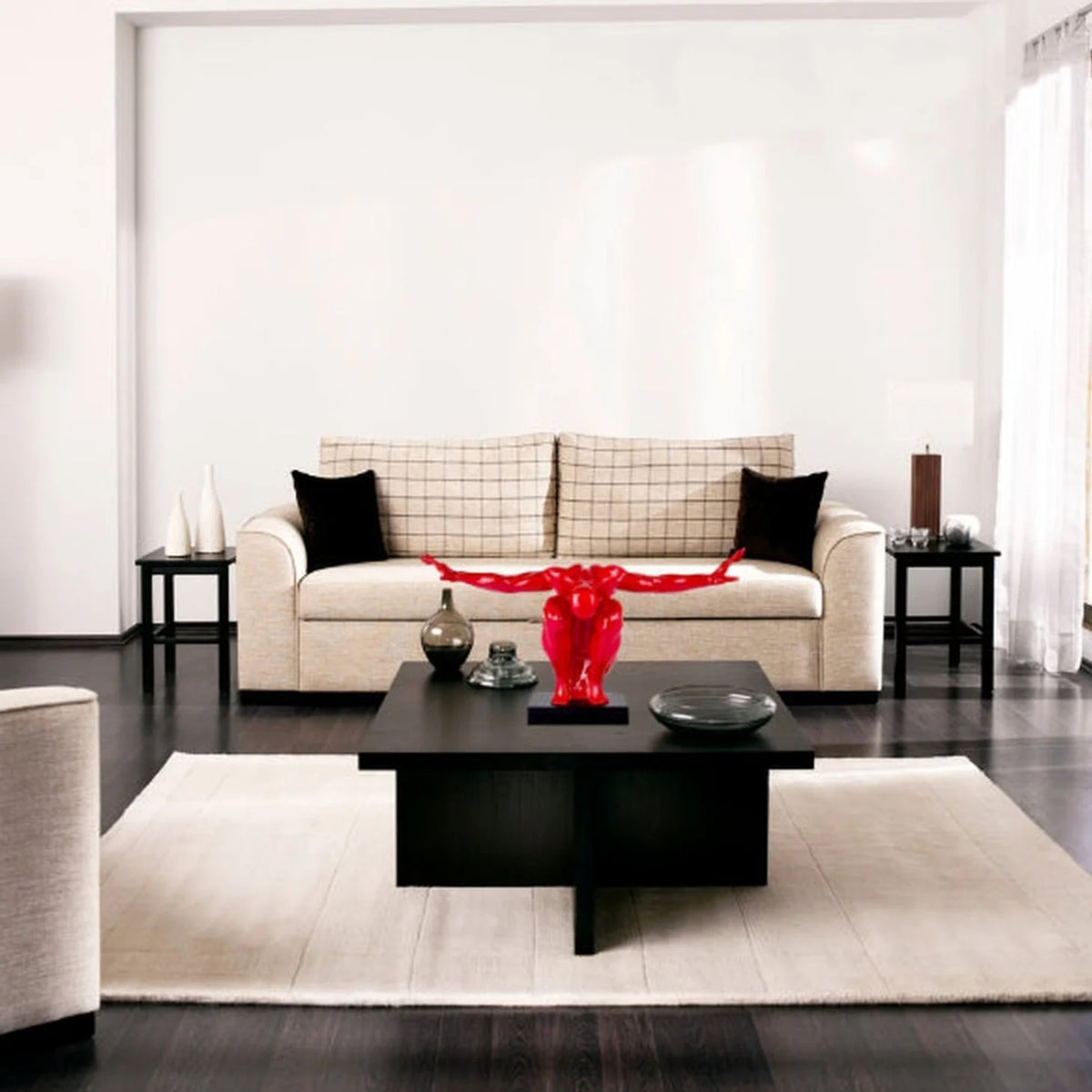 LARGE SALUTING MAN RESIN SCULPTURE 37" WIDE X 19" TALL // RED