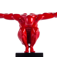 LARGE SALUTING MAN RESIN SCULPTURE 37" WIDE X 19" TALL // RED