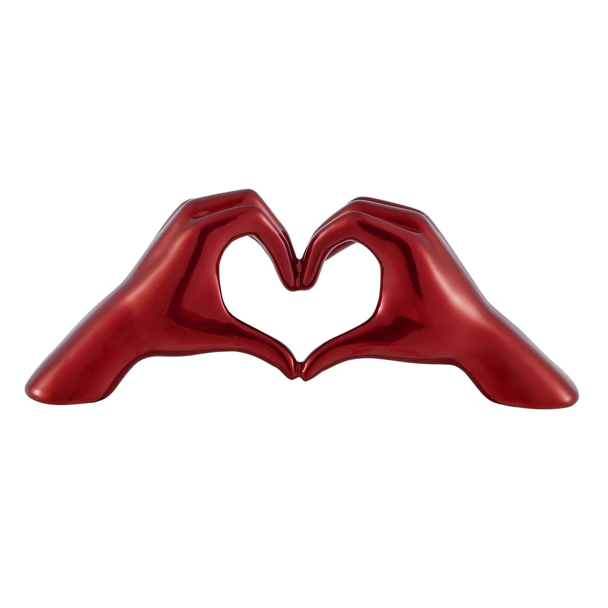 HEART HANDS METALLIC RED