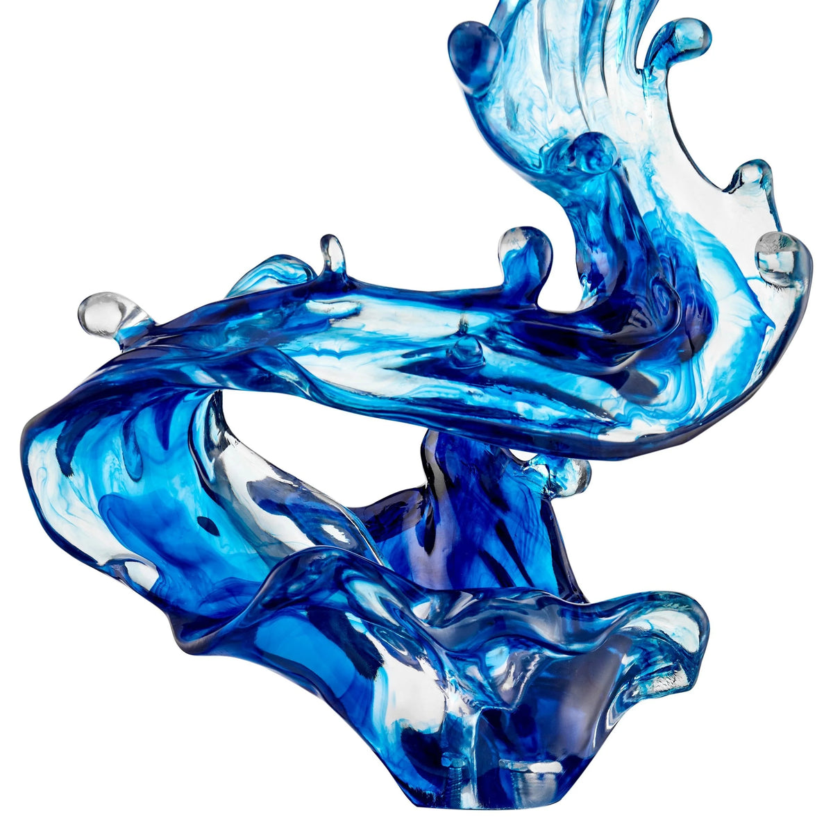 OCEAN BLUE CORTES BAY WAVE FLOOR SCULPTURE WITH BLACK STAND, 57" TALL