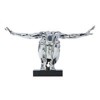 LARGE SALUTING MAN RESIN SCULPTURE 37" WIDE X 19" TALL // CHROME