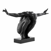 LARGE SALUTING MAN RESIN SCULPTURE 37" WIDE X 19" TALL // MATTE BLACK