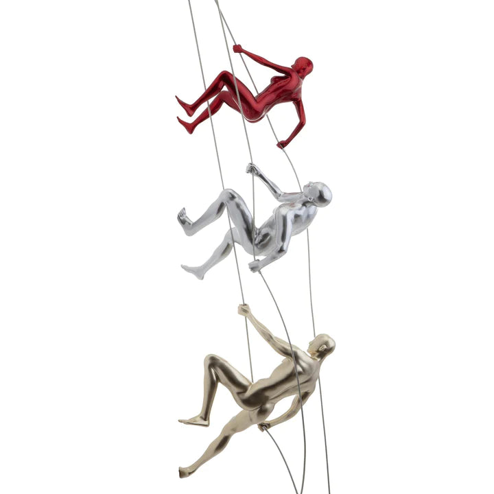 GOLD, METALLIC RED, & CHROME WALL SCULPTURE CLIMBING SET