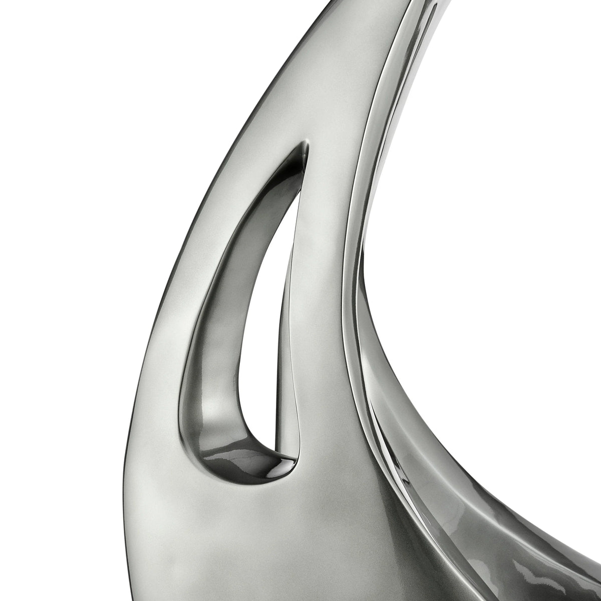 DARK GRAY SAIL FLOOR SCULPTURE WITH WHITE STAND, 70" TALL