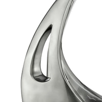 DARK GRAY SAIL FLOOR SCULPTURE WITH WHITE STAND, 70" TALL