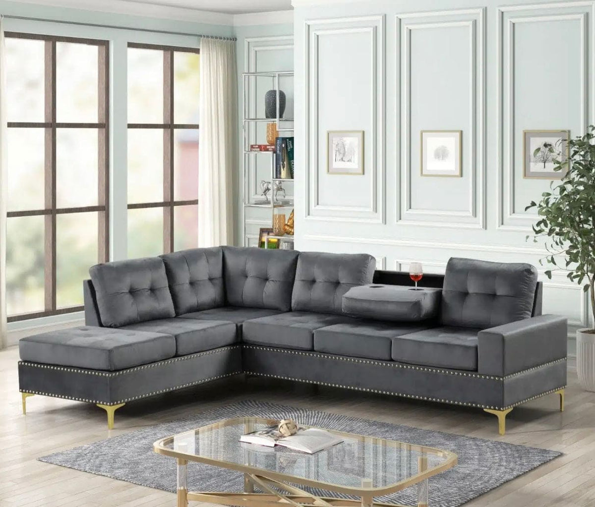 Sectional velvet