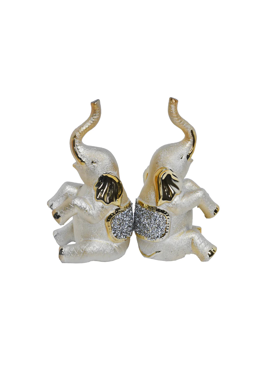 2pc Silver/Gold Diamond Elephant Set