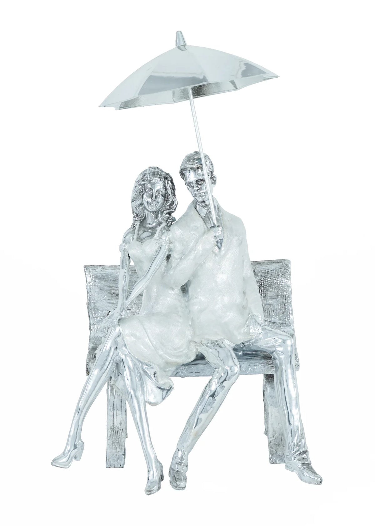Couple on Bench under Umbrella