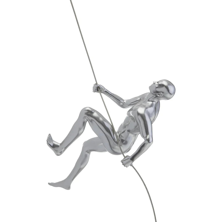 CHROME WALL SCULPTURE CLIMBING